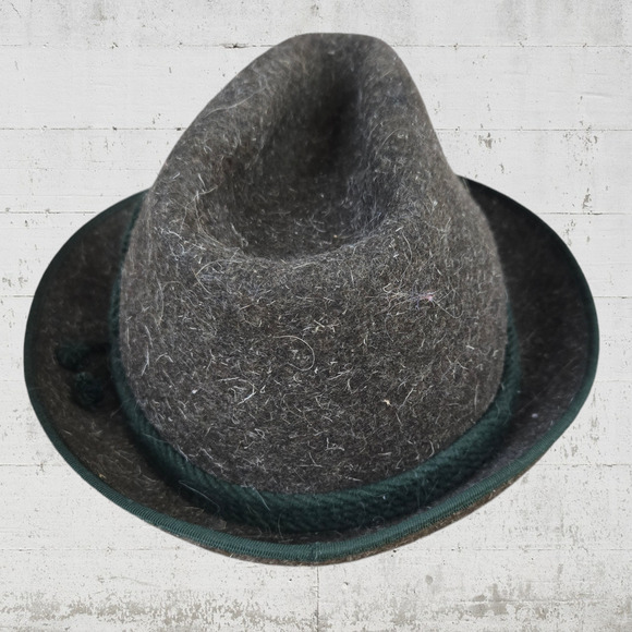 1950s Vintage Gray Green German Bavaria Wool Traditional Alpine Trilby Hat - Picture 7 of 7